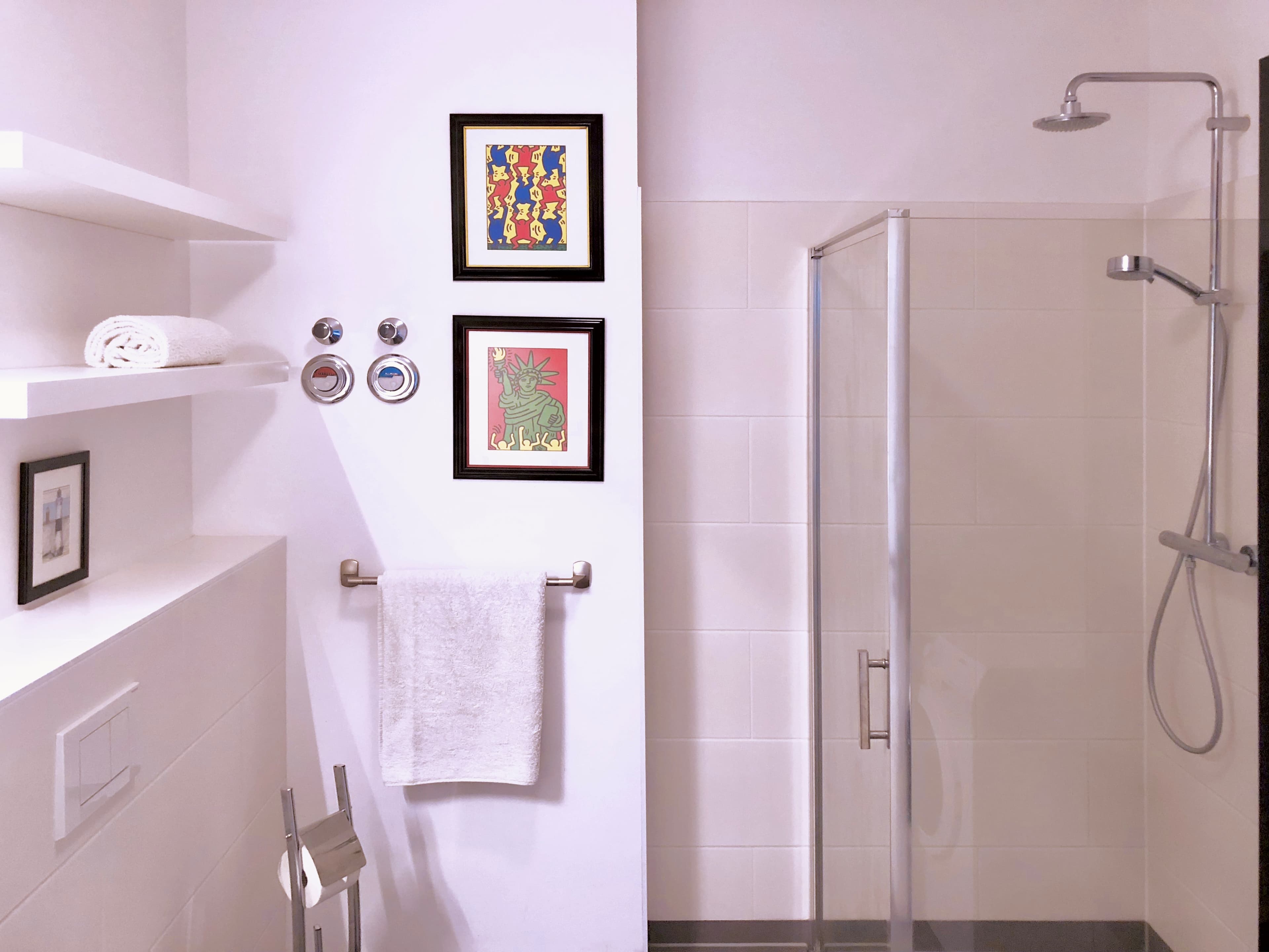 Modern bathroom with walk-in shower