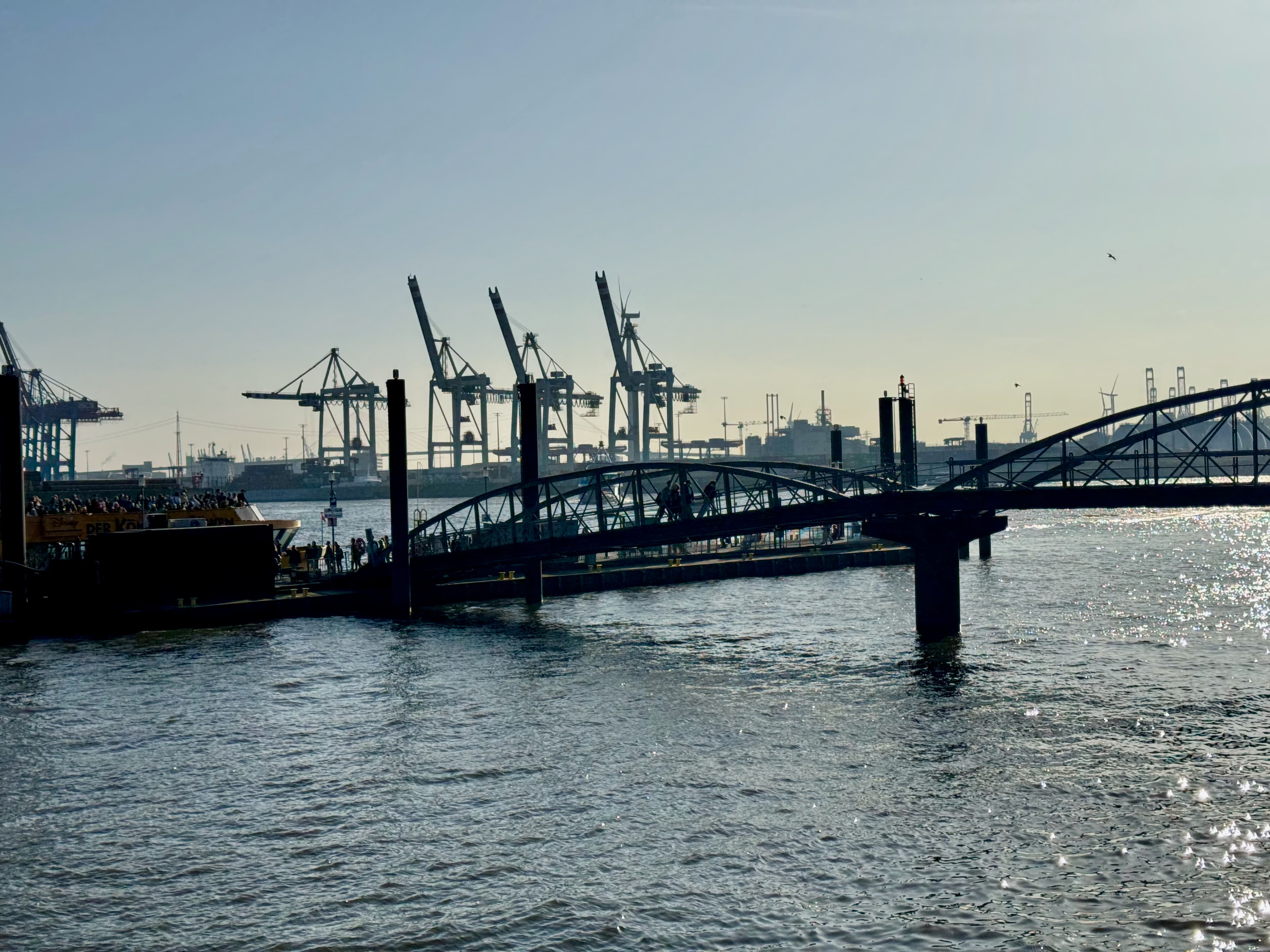 Hamburg harbour industrial skyline