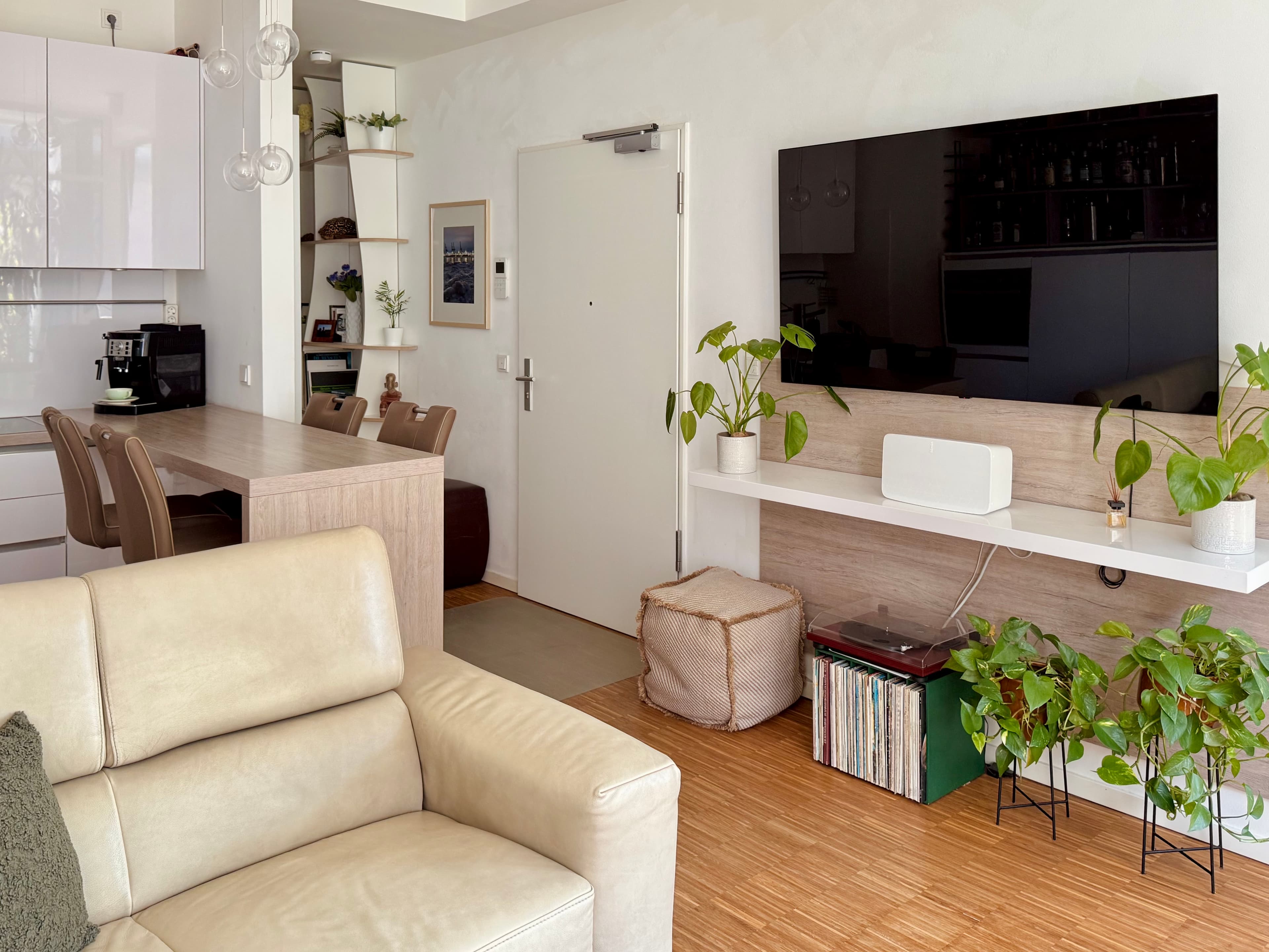 Living room lounge area with Smart TV